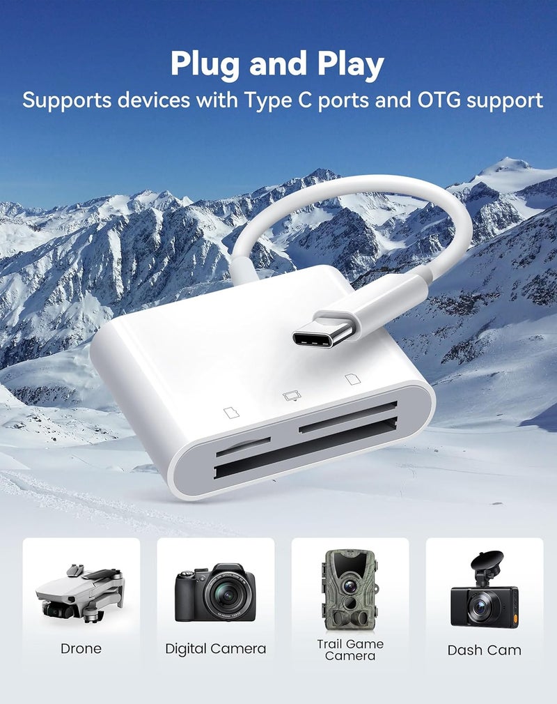 xdgeLoad USB C SD Card Reader for 15/iPad/MacBook/iMac, 3 Slots Type C Reader Supports SD/Micro SD/CF Compact Flash Memory Card Adapter, Trail Camera Viewer Plug and Play - Image 5